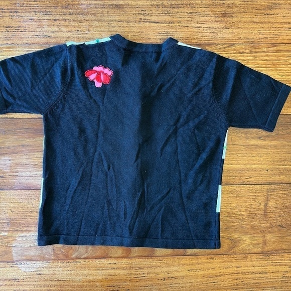 Trixxi Checkered Cardigan with Red Floral Accents - Picture 8 of 12